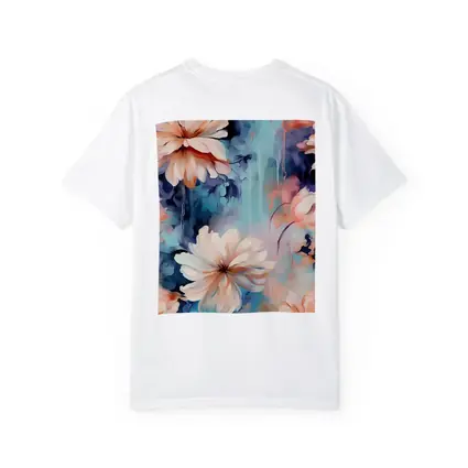 Watercolor Daisy Flowers Blue Dreamy Background