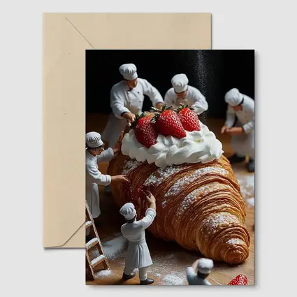 Tiny Chefs Decorating Giant Strawberry Croissant