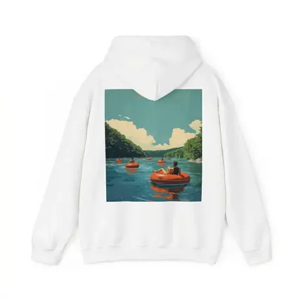 River Tubing Summer Float Retro Illustration