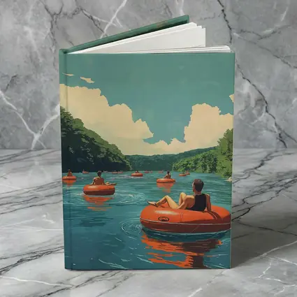 River Tubing Summer Float Retro Illustration