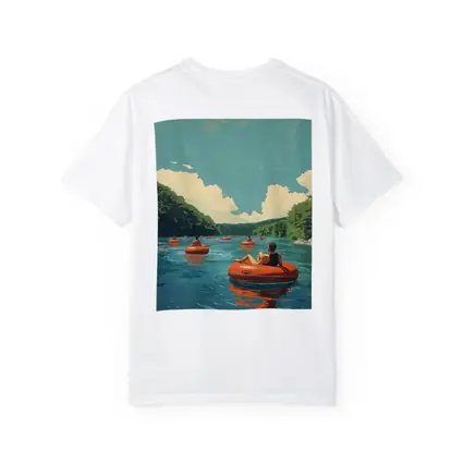 River Tubing Summer Float Retro Illustration
