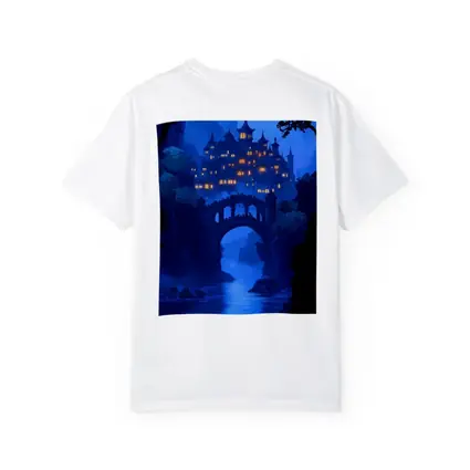 Fantasy Castle Bridge Blue Night Art