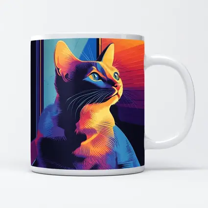 Neon Cat Portrait Colorful Retro Window