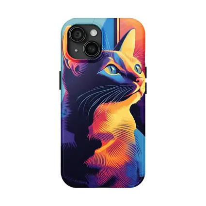 Neon Cat Portrait Colorful Retro Window
