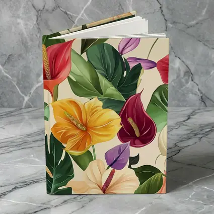 Tropical Anthurium Hibiscus Flowers Beige Background
