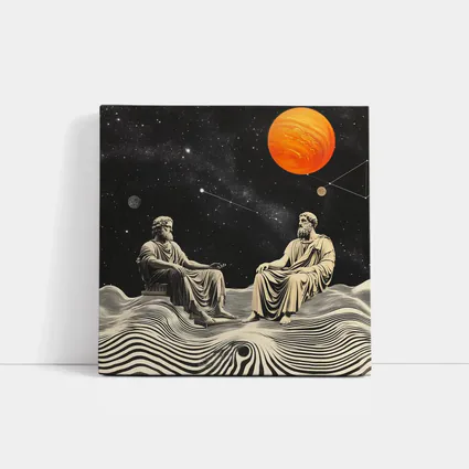 Greek Philosophers Sitting Under Cosmic Space