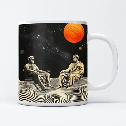 Greek Philosophers Sitting Under Cosmic Space