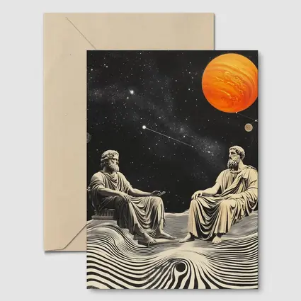 Greek Philosophers Sitting Under Cosmic Space