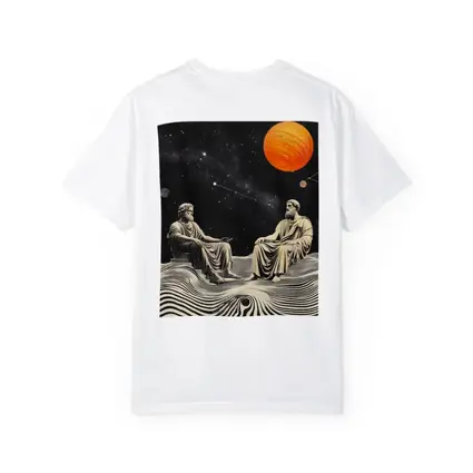 Greek Philosophers Sitting Under Cosmic Space