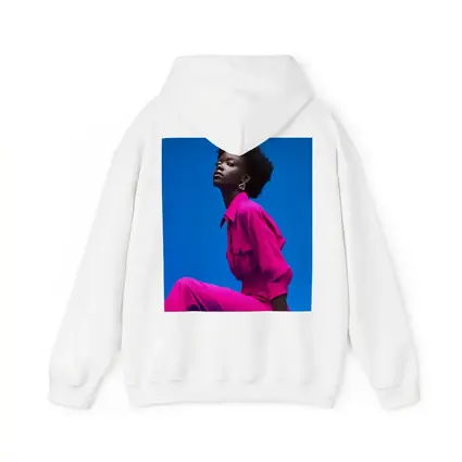 Woman in Magenta Outfit Against Blue Sky