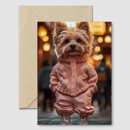 Yorkshire Terrier Pink Sweater City Street