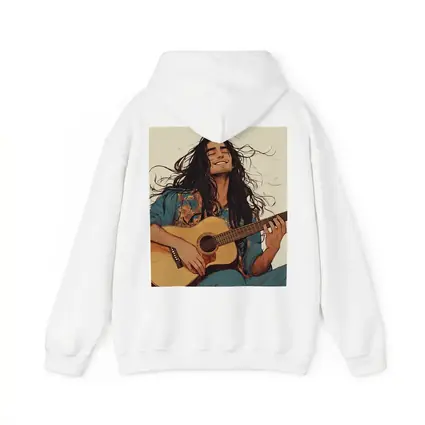 Long Hair Guitarist Playing Acoustic Guitar Art