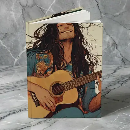 Long Hair Guitarist Playing Acoustic Guitar Art