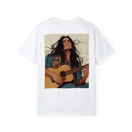 Long Hair Guitarist Playing Acoustic Guitar Art