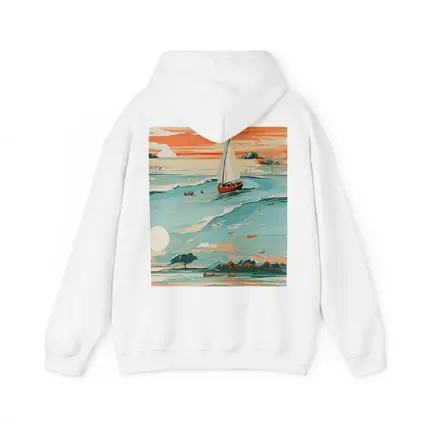 Sailboat On Teal Ocean Sunset Art