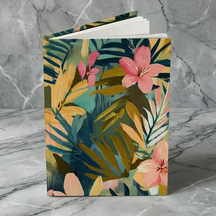 Tropical Flowers and Palm Leaves Painting