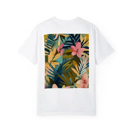 Tropical Flowers and Palm Leaves Painting