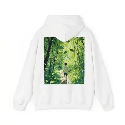 Anime Boy Walking Through Sunlit Forest Path