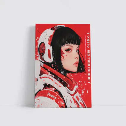Tokyo Festival Anime Girl Red Background