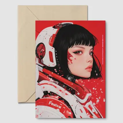 Tokyo Festival Anime Girl Red Background