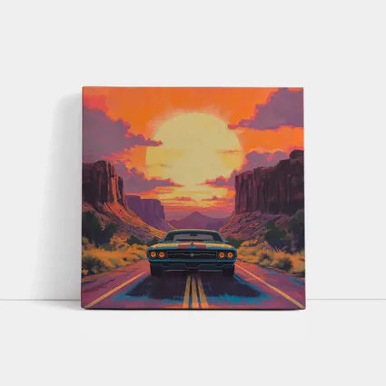 Dodge Challenger Desert Canyon Sunset Art
