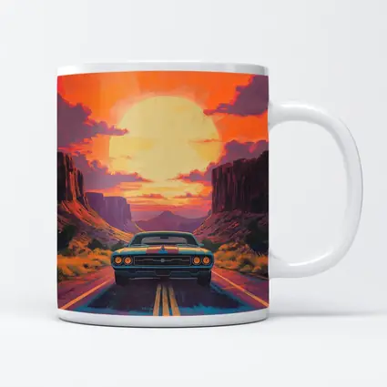 Dodge Challenger Desert Canyon Sunset Art