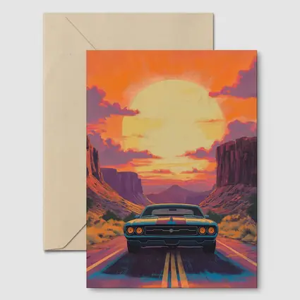 Dodge Challenger Desert Canyon Sunset Art