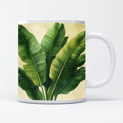 Tropical Banana Leaves Illustration Beige Background