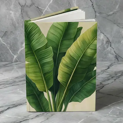 Tropical Banana Leaves Illustration Beige Background