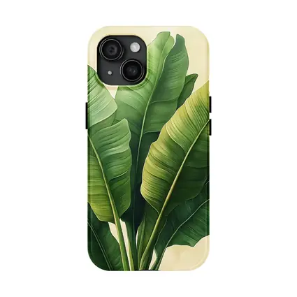 Tropical Banana Leaves Illustration Beige Background