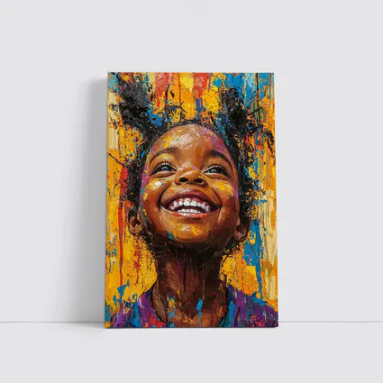 Joyful Girl Laughing Bold Expressionist Painting