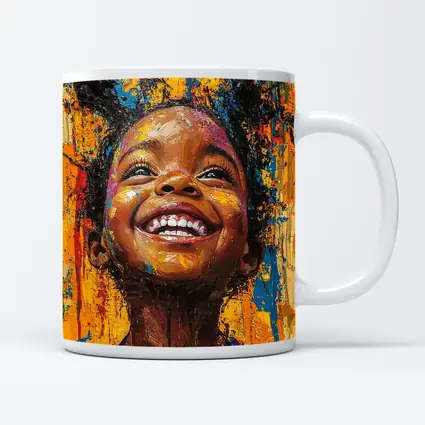 Joyful Girl Laughing Bold Expressionist Painting