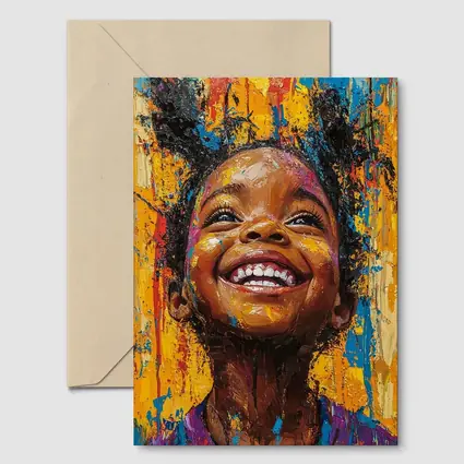 Joyful Girl Laughing Bold Expressionist Painting