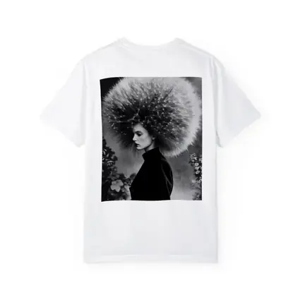 Woman Dandelion Head Black White Surreal Portrait