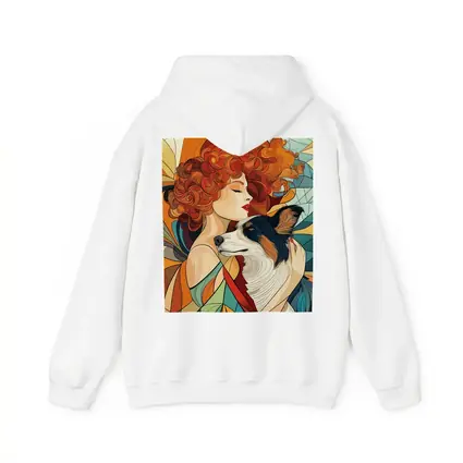 Woman With Border Collie Art Nouveau Style