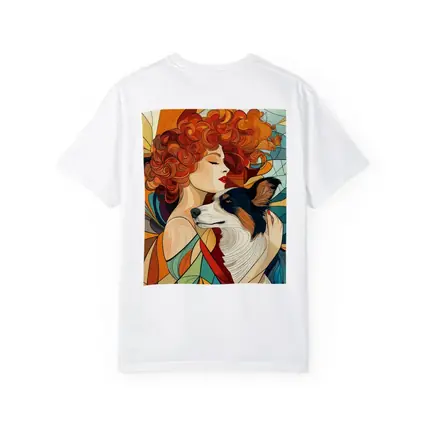 Woman With Border Collie Art Nouveau Style