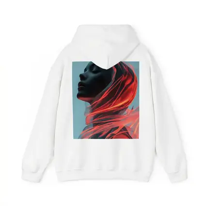 Dark Female Figure Red Flowing Veil Art