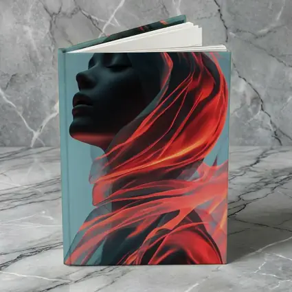 Dark Female Figure Red Flowing Veil Art