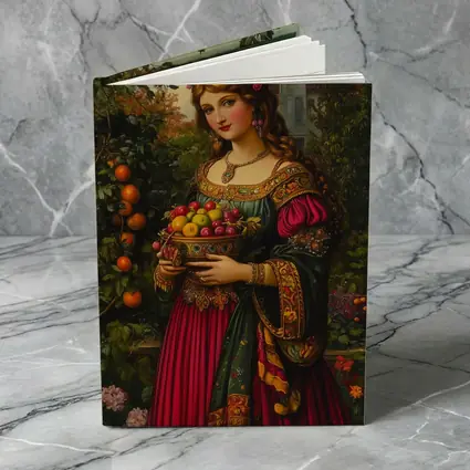 Renaissance Woman Holding Fruit Bowl Garden