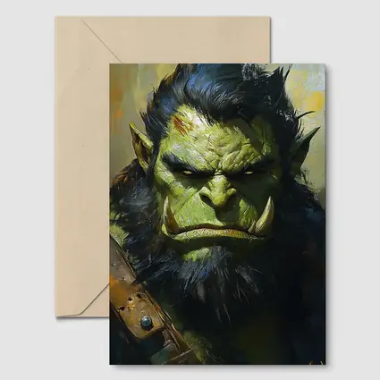 Green Orc Warrior Portrait Fantasy Art