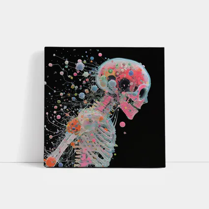 Colorful Skeleton Anatomy Art Black Background
