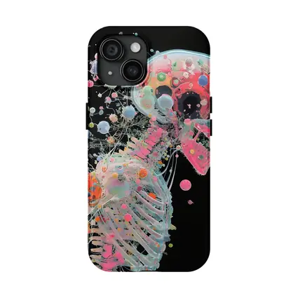 Colorful Skeleton Anatomy Art Black Background