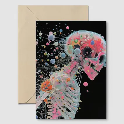Colorful Skeleton Anatomy Art Black Background