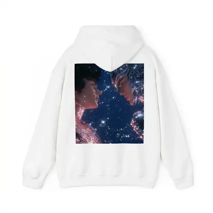Two Cosmic Beings Facing Deep Blue Space