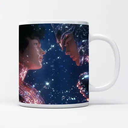 Two Cosmic Beings Facing Deep Blue Space
