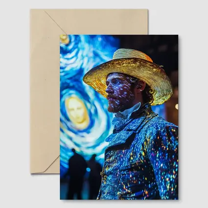 Van Gogh Starry Night Man Portrait Art