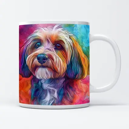 Colorful Havanese Dog Watercolor Art Portrait