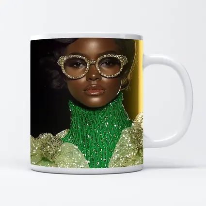 Glamorous Woman Gold Rhinestone Glasses Fashion Portrait
