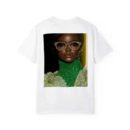 Glamorous Woman Gold Rhinestone Glasses Fashion Portrait
