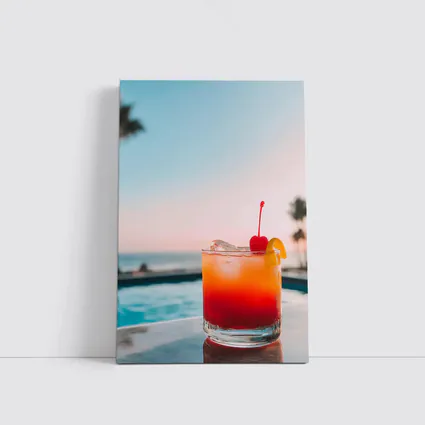 Tropical Cocktail Sunset Ocean Pool View